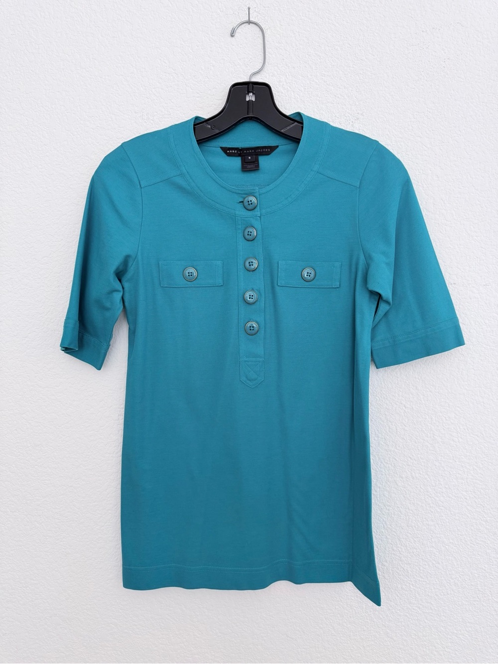 Marc by Marc Jacobs Teal Short-Sleeve Button-Placket Top